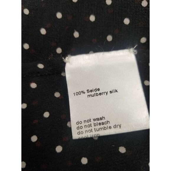 Silk Crepe Black Dots Akris Punto Slightly Sheer Midi Dress 3/4 Sleeve SZ 8 - Picture 9 of 10